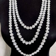 Opal Touch - Exclusive Silver Cz Long Necklace with Earrings and Tika - Necklace