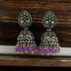 Opal Touch - Exquisite Oxidized Jhumkas with delicate Hanging Moti - Jhumka