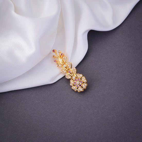 Saree Pin - Exquisite Red White Saree Pin - Opal Touch