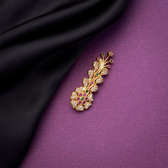 Saree Pin - Exquisite Red White Saree Pin - Opal Touch