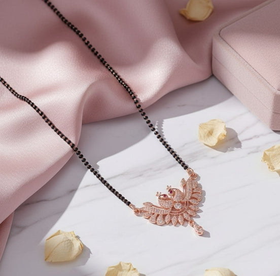 Exquisite Rose Gold Peacock Mangalsutra - Opal Touch
