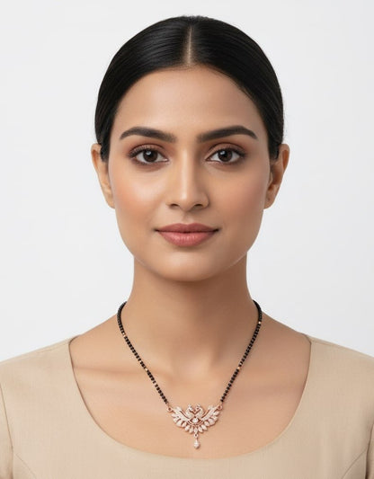 Exquisite Rose Gold Peacock Mangalsutra - Opal Touch
