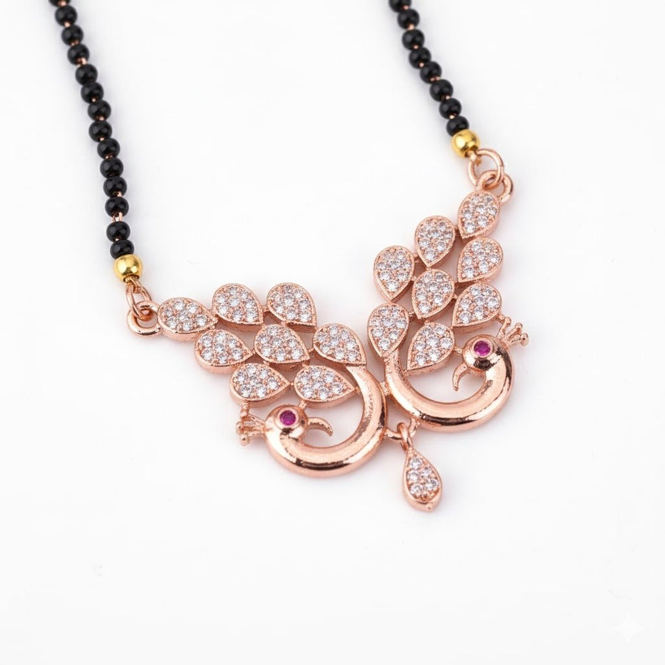 Fashionable Rose Gold Peacock Mangalsutra - Opal Touch