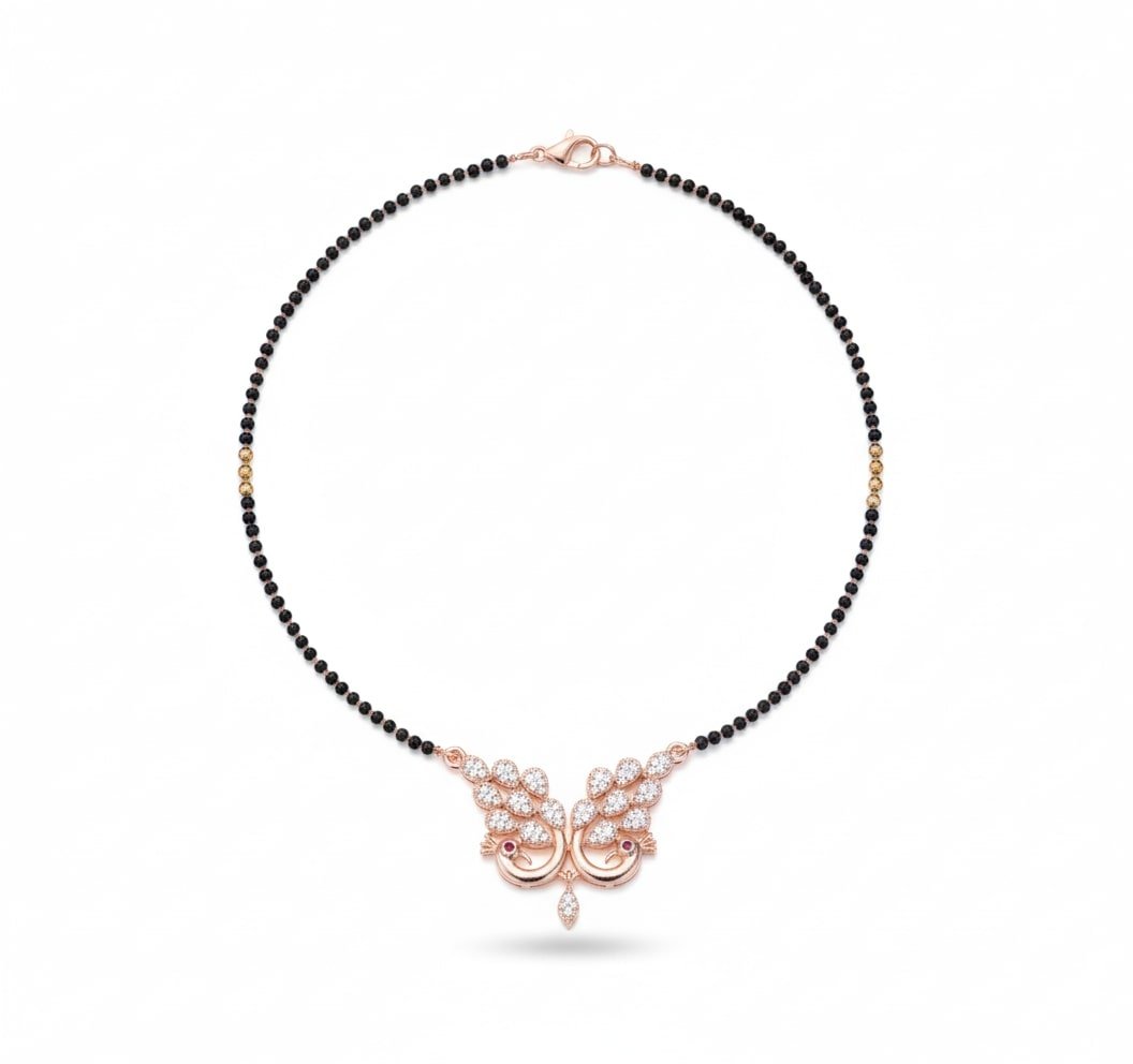 Fashionable Rose Gold Peacock Mangalsutra - Opal Touch