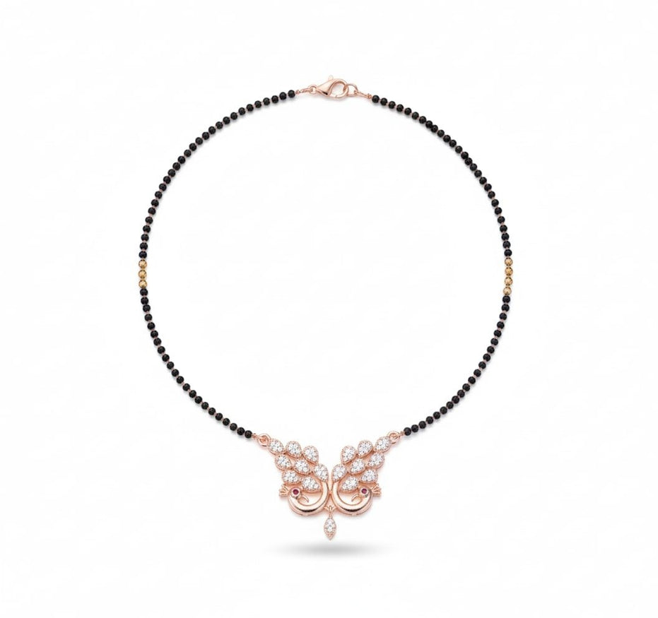 Fashionable Rose Gold Peacock Mangalsutra - Opal Touch