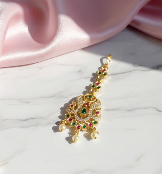 Festive Foliage Gold Plated Tika - Opal Touch