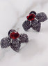 Opal Touch - Fiery Red-White Black Plated Studs - Studs