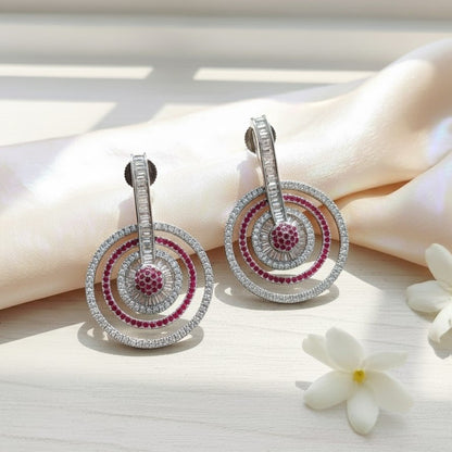 Fiery Red - White Rhodium Earrings - Opal Touch