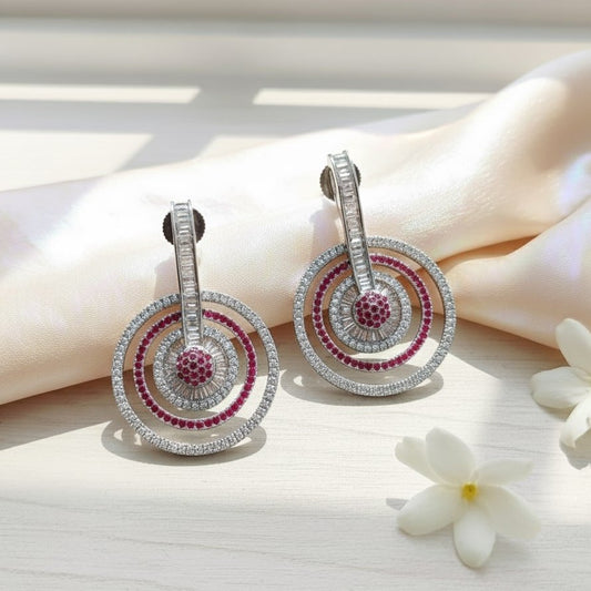 Fiery Red - White Rhodium Earrings - Opal Touch