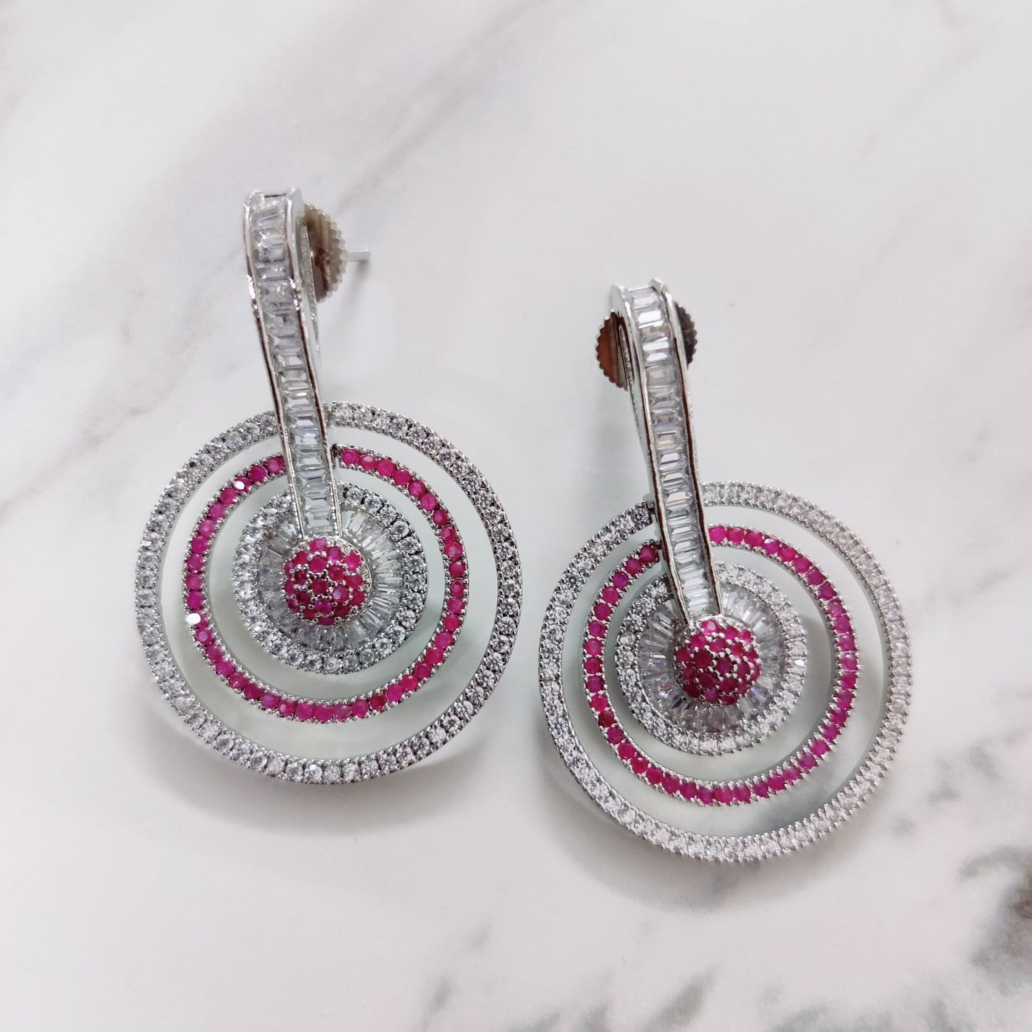 Opal Touch - Fiery Red-White Rhodium Earrings - Earrings