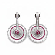 Fiery Red - White Rhodium Earrings - Opal Touch