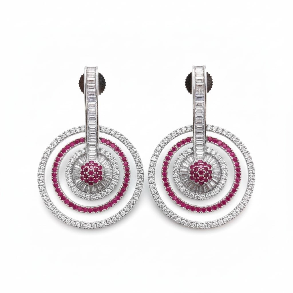 Fiery Red - White Rhodium Earrings - Opal Touch