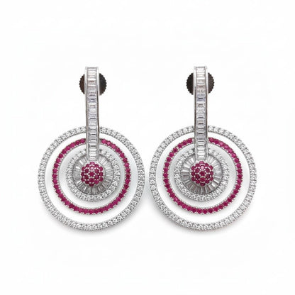 Fiery Red - White Rhodium Earrings - Opal Touch