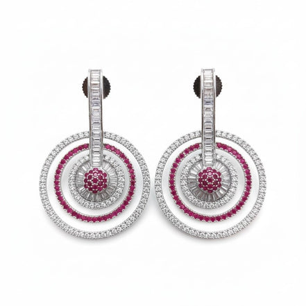 Fiery Red - White Rhodium Earrings - Opal Touch