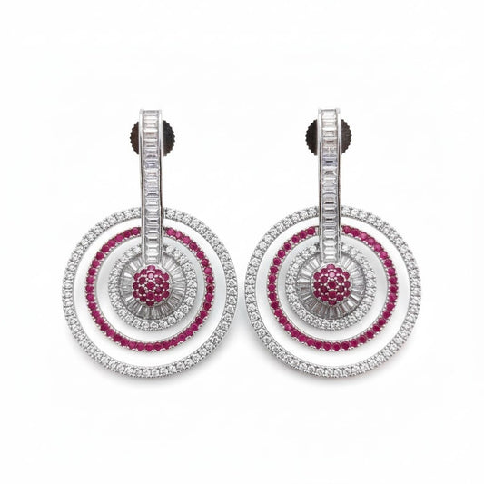 Fiery Red - White Rhodium Earrings - Opal Touch
