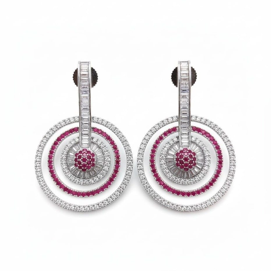 Fiery Red - White Rhodium Earrings - Opal Touch