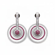 Fiery Red - White Rhodium Earrings - Opal Touch