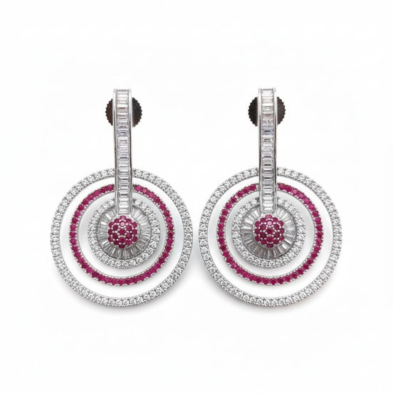 Fiery Red - White Rhodium Earrings - Opal Touch