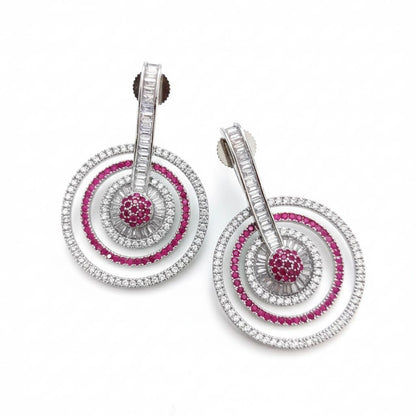 Fiery Red - White Rhodium Earrings - Opal Touch