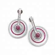 Fiery Red - White Rhodium Earrings - Opal Touch