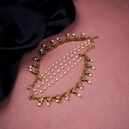 Kaan Chain - Floral Antique Hair Chain - Opal Touch
