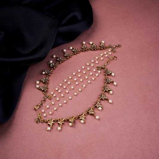 Kaan Chain - Floral Antique Hair Chain - Opal Touch