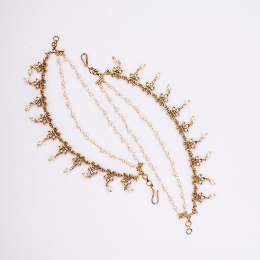 Kaan Chain - Floral Antique Hair Chain - Opal Touch