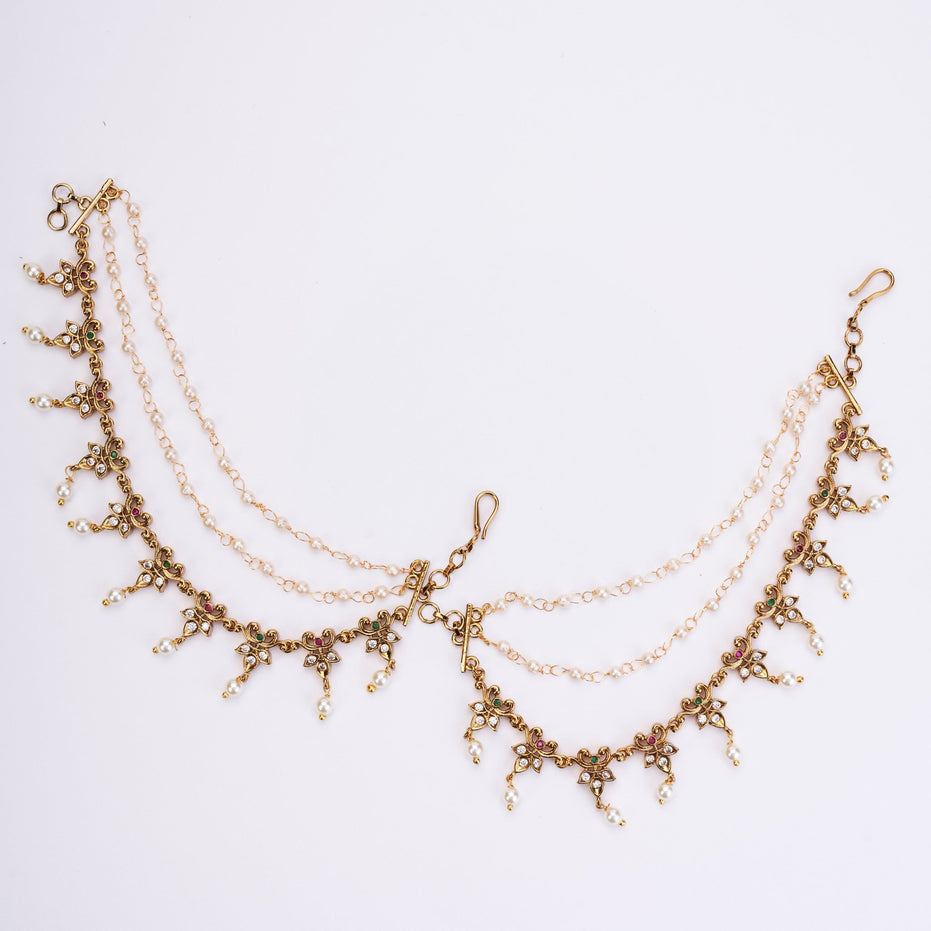 Kaan Chain - Floral Antique Hair Chain - Opal Touch