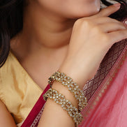 Bangles - Floral Cascade Mehendi Plated Bangles - Opal Touch