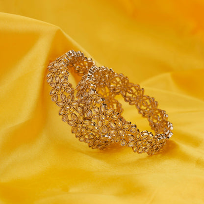 Bangles - Floral Cascade Mehendi Plated Bangles - Opal Touch