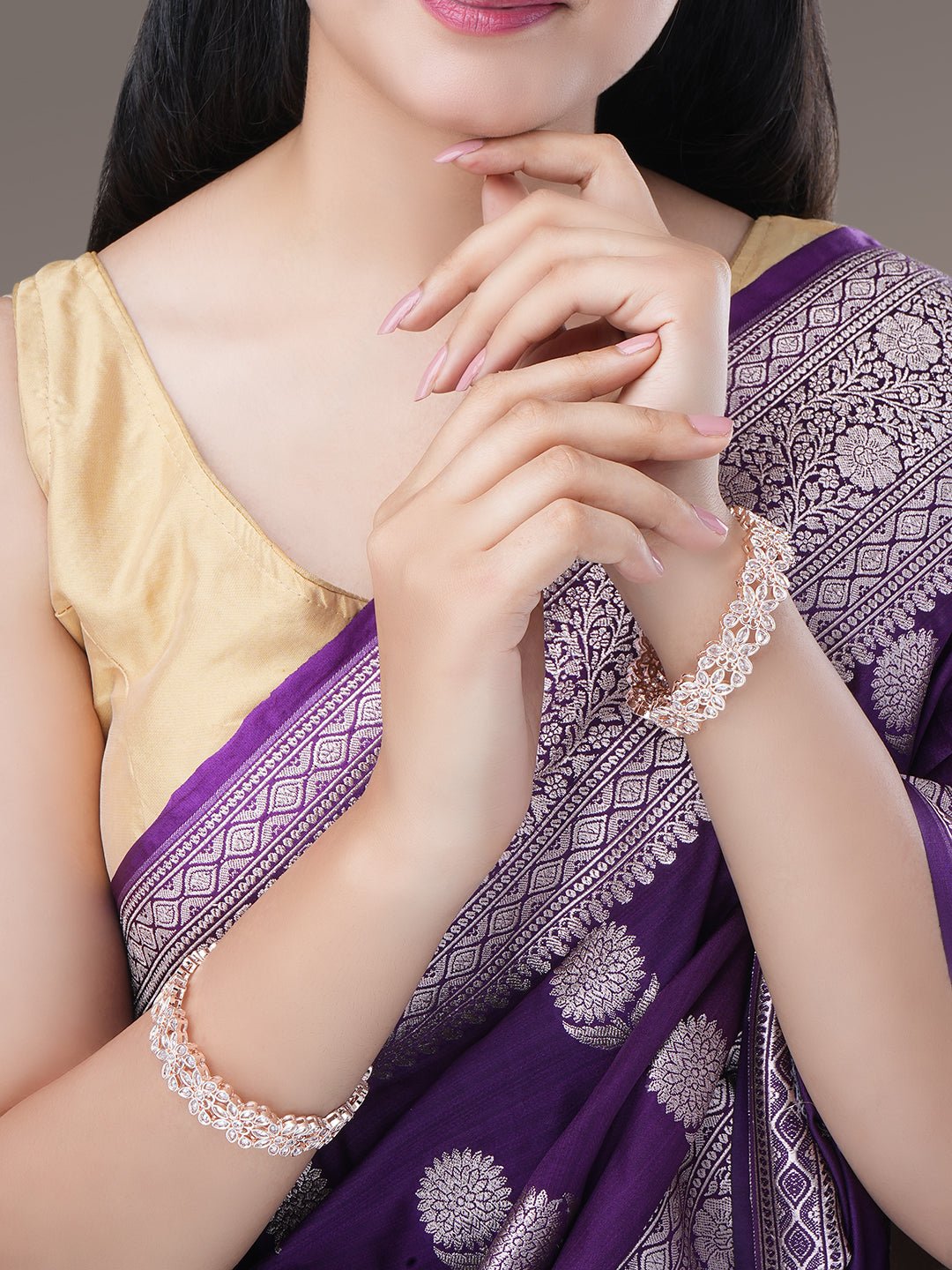 Bangles - Floral Cascade Rose Gold Plated Bangles - Opal Touch