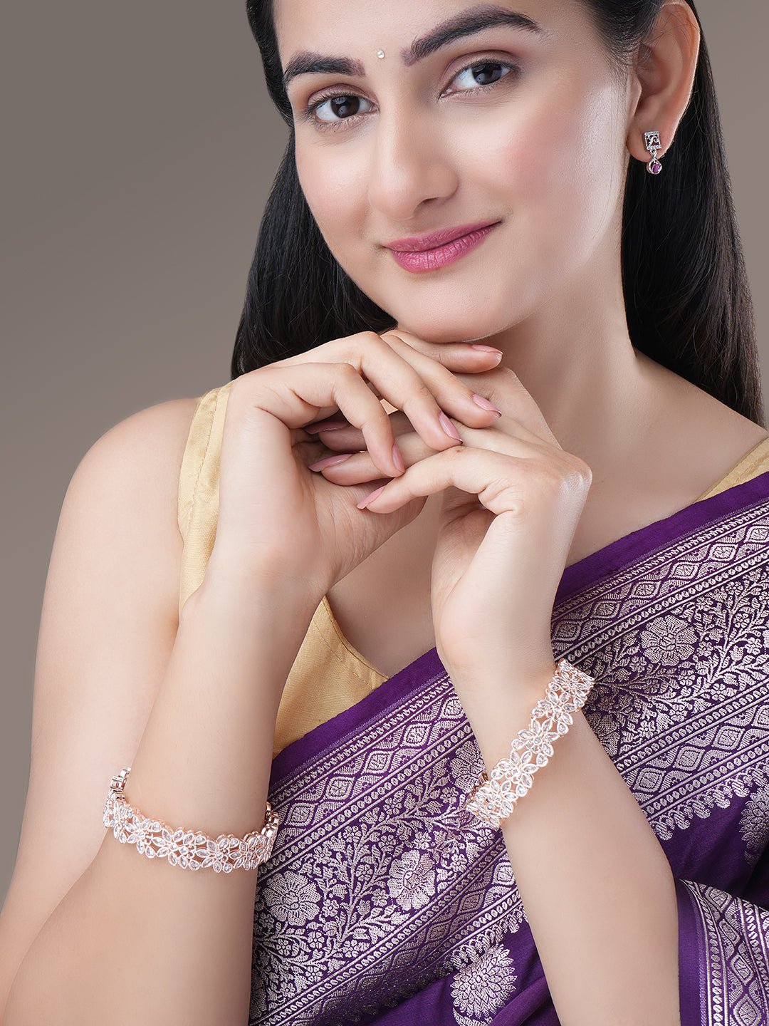 Bangles - Floral Cascade Rose Gold Plated Bangles - Opal Touch