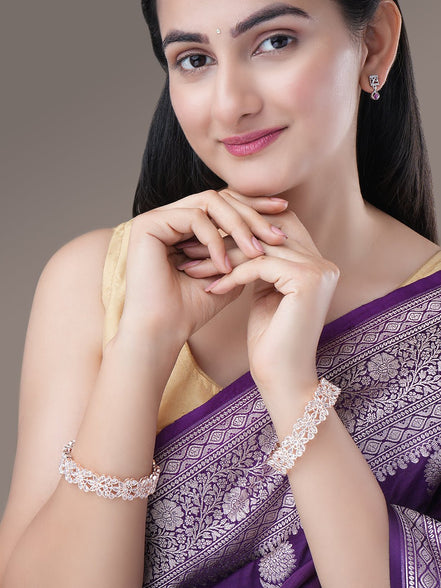Bangles - Floral Cascade Rose Gold Plated Bangles - Opal Touch