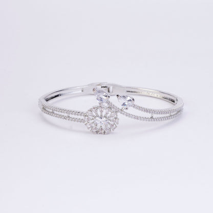 Bracelet - Floral Dazzling Rhodium Plated Bracelet - Opal Touch