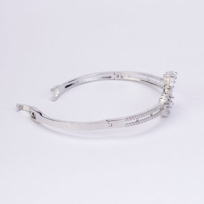 Bracelet - Floral Dazzling Rhodium Plated Bracelet - Opal Touch