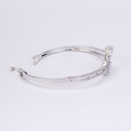 Bracelet - Floral Dazzling Rhodium Plated Bracelet - Opal Touch