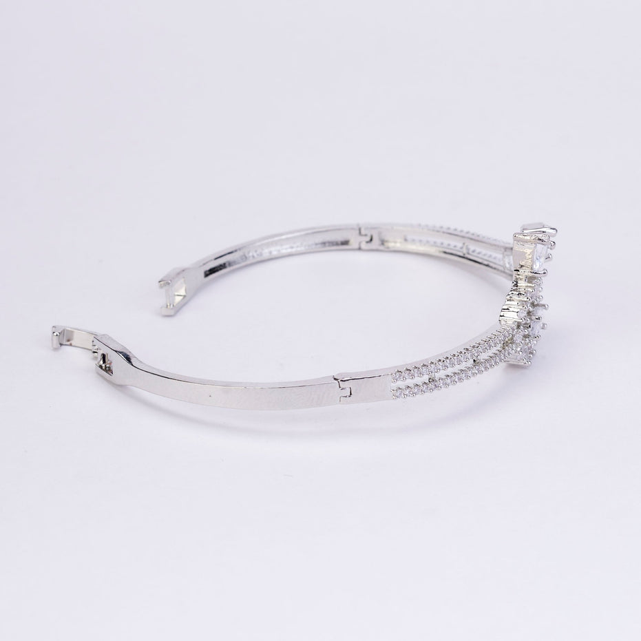 Bracelet - Floral Dazzling Rhodium Plated Bracelet - Opal Touch