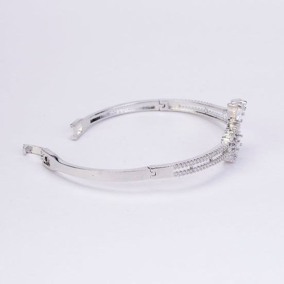 Bracelet - Floral Dazzling Rhodium Plated Bracelet - Opal Touch