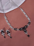 Necklace - Floral Gloret Rhodium Plated Necklace Set - Opal Touch