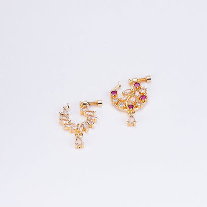 Nose Pin - Floral Gold Plated Combo Nose Pins - Opal Touch