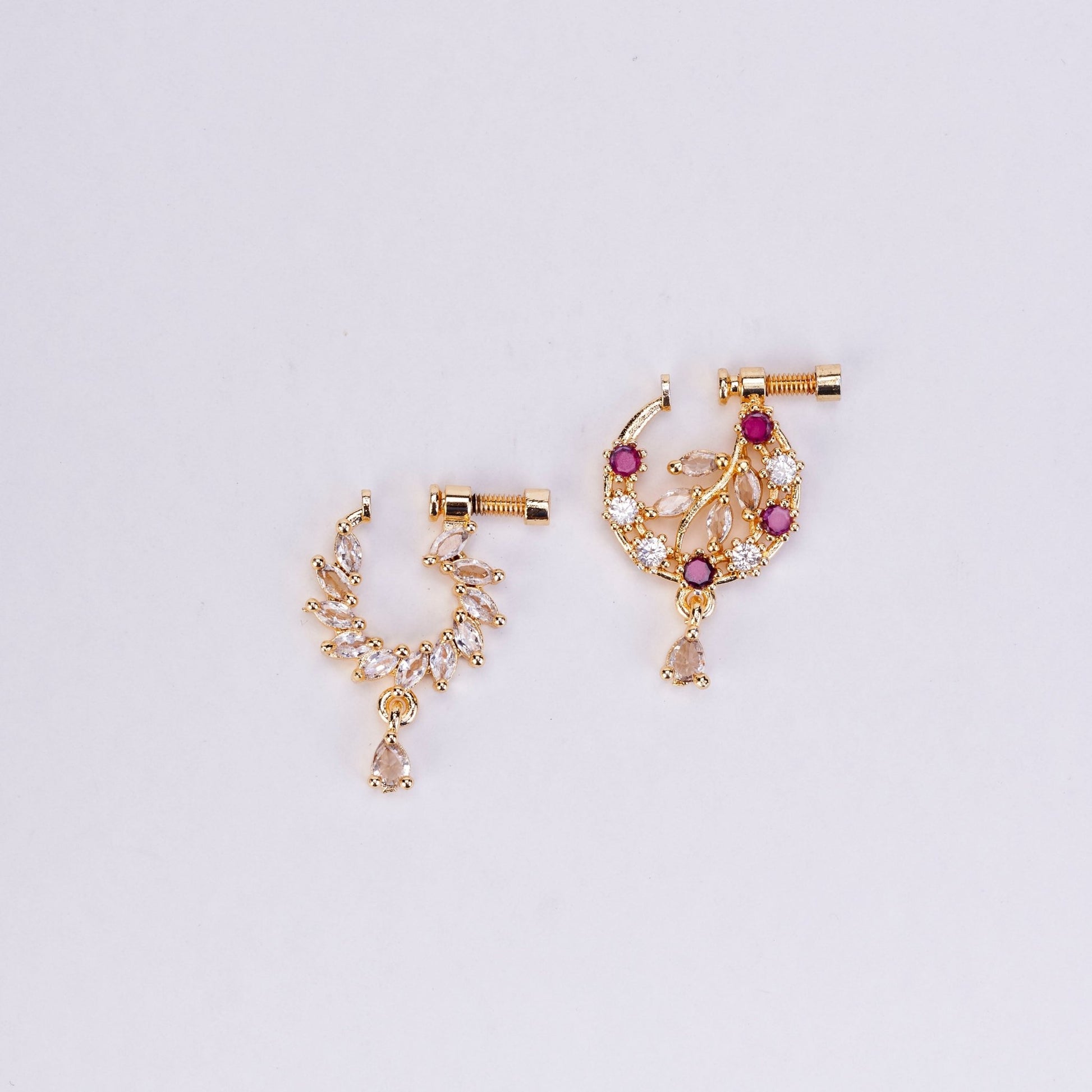 Nose Pin - Floral Gold Plated Combo Nose Pins - Opal Touch