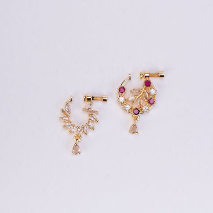 Nose Pin - Floral Gold Plated Combo Nose Pins - Opal Touch