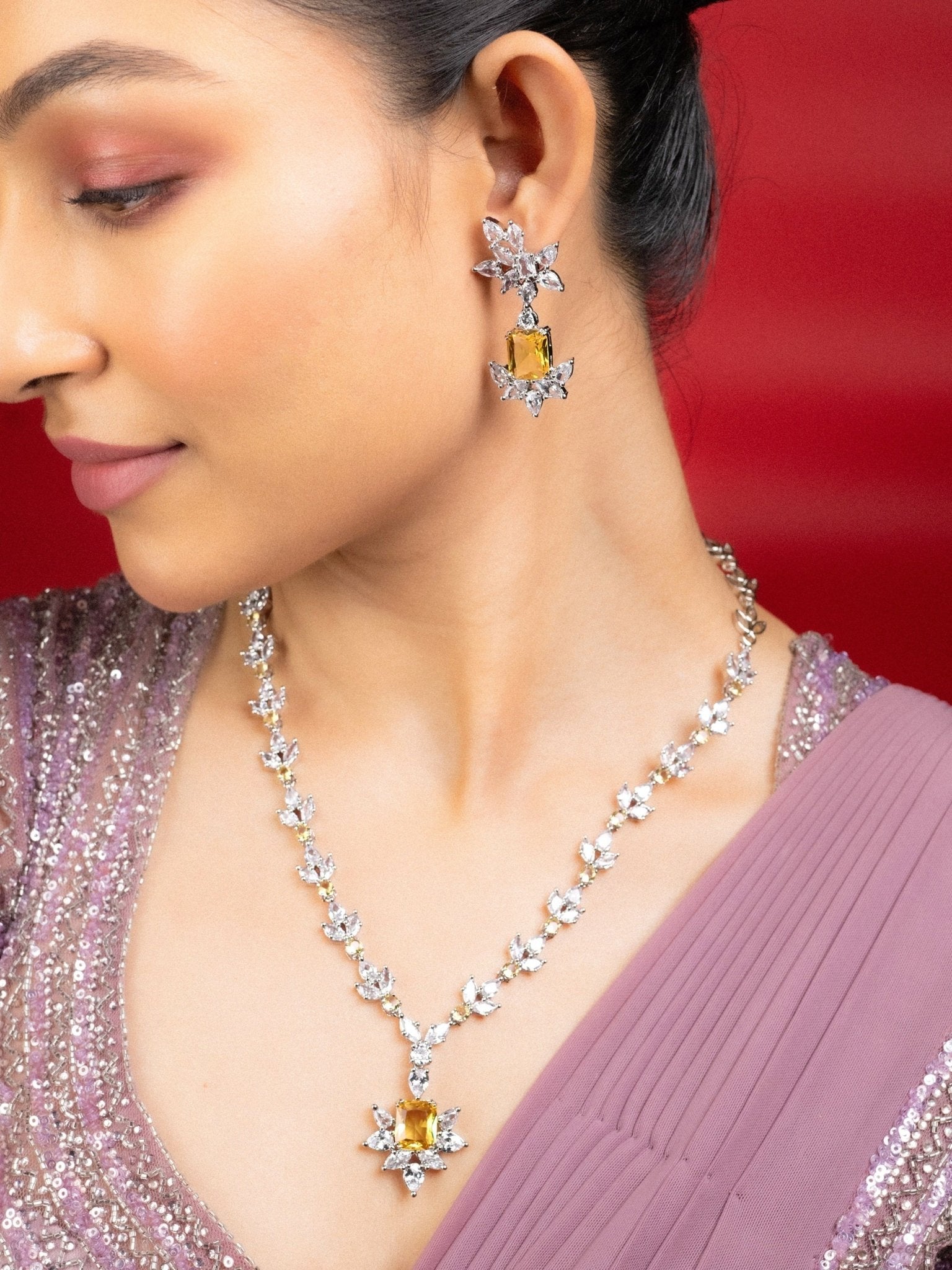 Necklace - Floral Majesty Necklace Set - Opal Touch