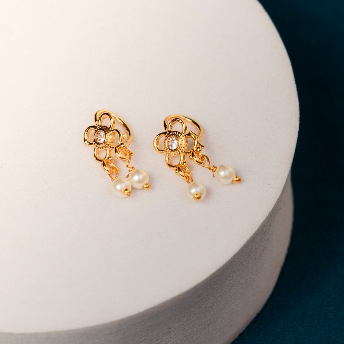 Floral Pearl Drop Hook Earrings - Opal Touch