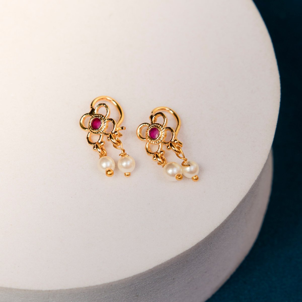 Floral Pearl Drop Hook Earrings - Opal Touch