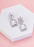 Earrings - Floral Square Dewdrops - Opal Touch