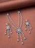 Necklace - Floral Trellis Rhodium Plated Necklace - Opal Touch