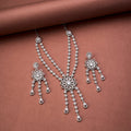 Necklace - Floral Trellis Rhodium Plated Necklace - Opal Touch