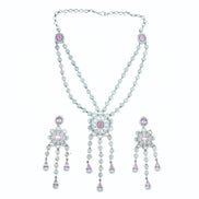 Necklace - Floral Trellis Rhodium Plated Necklace - Opal Touch