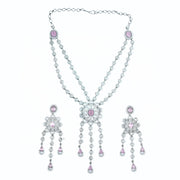 Necklace - Floral Trellis Rhodium Plated Necklace - Opal Touch